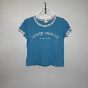 Vintage Wet Seal Santa Monica Ringer Baby Tee Medium Y2K